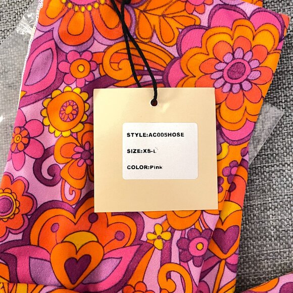 Unique Vintage Accessories - Unique Vintage X Smak Parlour 1960s Pink Mod Floral Tights O/S #17